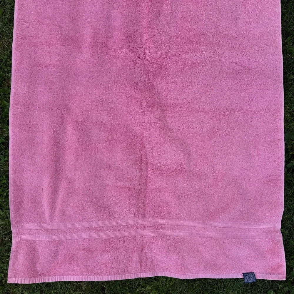Ralph Lauren Bath Towel Large Pink 100% Cotton Made USA Solid Dobby Border VTG
